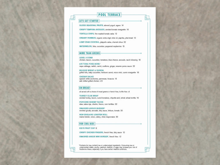 Pool Menu (0116) Cleveland Menu Printing