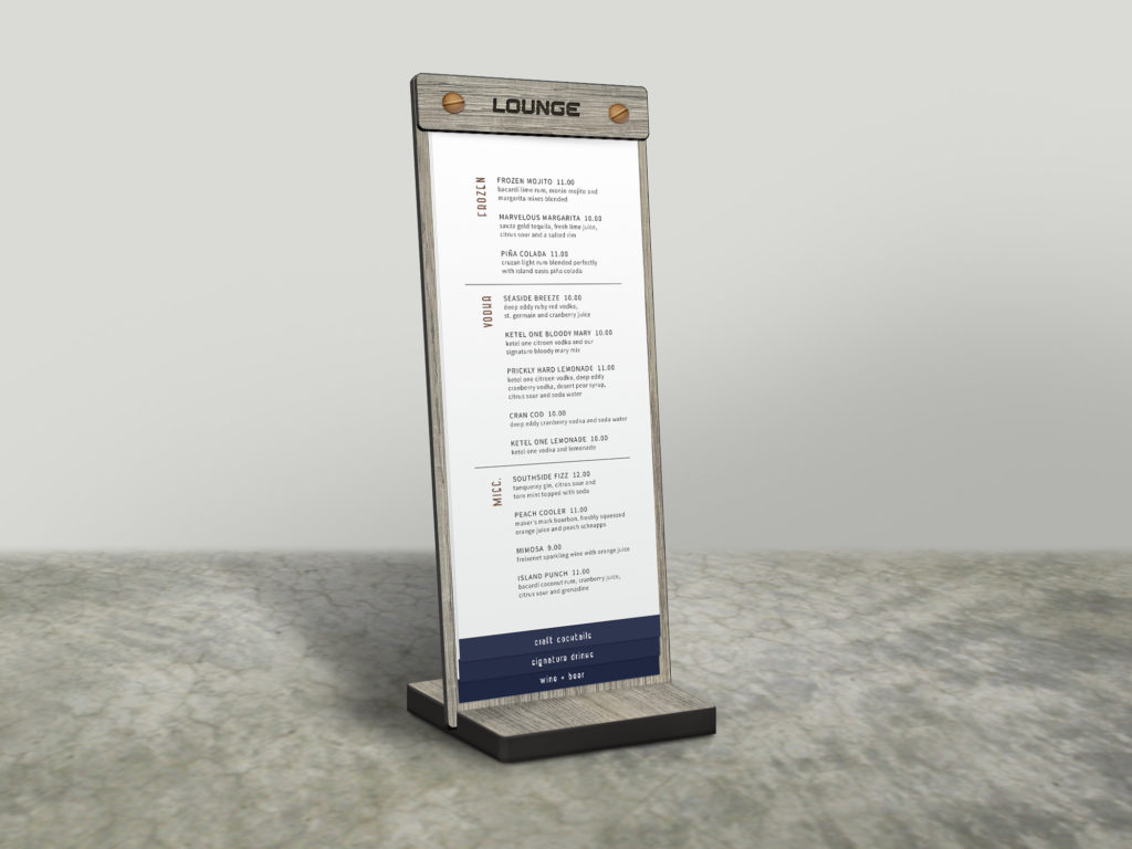 Table Stand Drink Menu