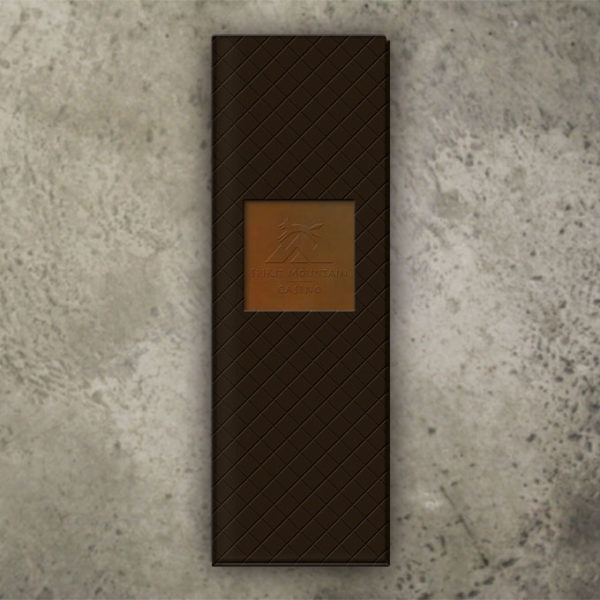 Leather Menu Cover with copper inset and embossed logo