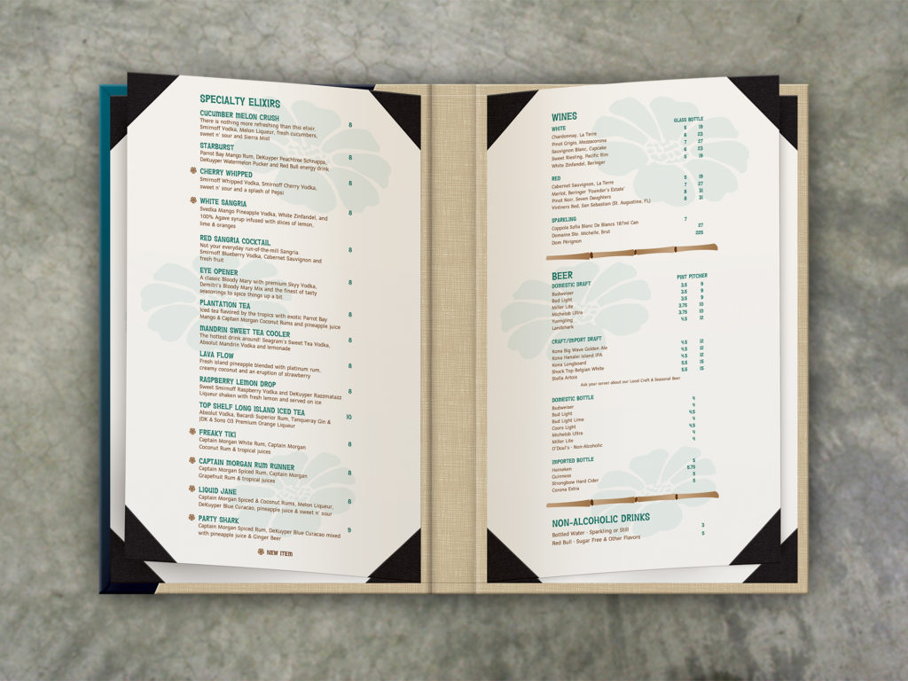 Oceanview Beach Menu Cover