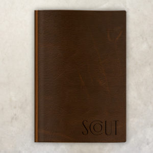 Leather Menu with wood saloon menu