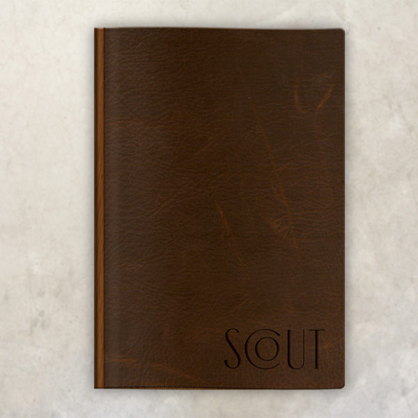 Leather Menu with wood saloon menu