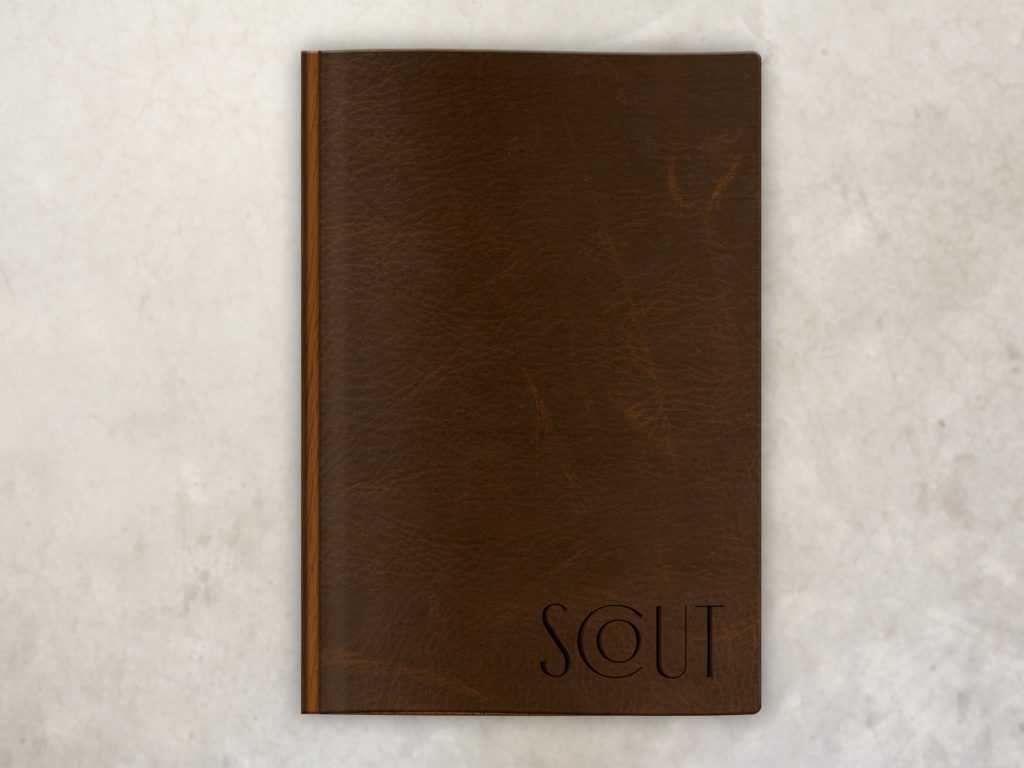 Leather Menu with wood saloon menu