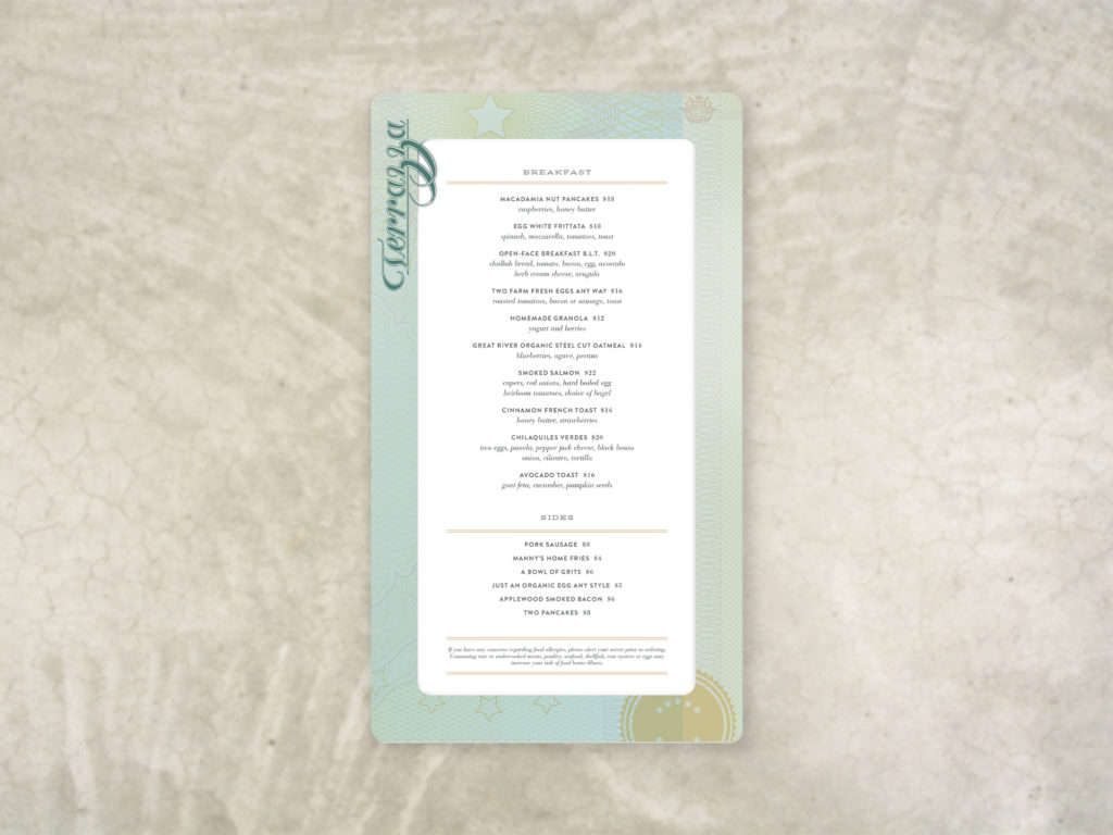 sophisticated menu sleeve