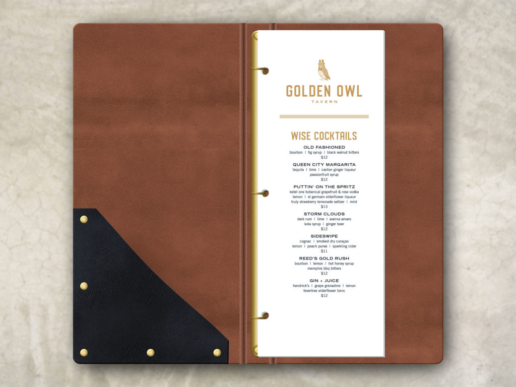 Rustic Industrial Leather Menu Cover Interior