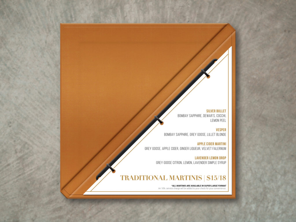 Triangular Menu with Copper Material Interior