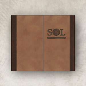 Rockboard Gatefold Menu Cover Copper Look with brown leather