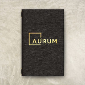 Formal Linen Menu Cover with brass underlay
