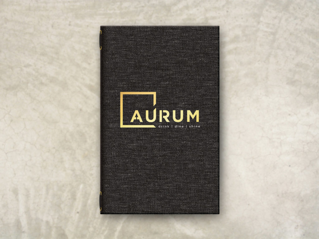 Formal Linen Menu Cover with brass underlay