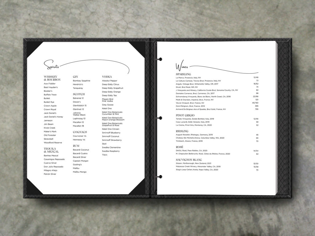 Formal Linen Menu Wine List Binder