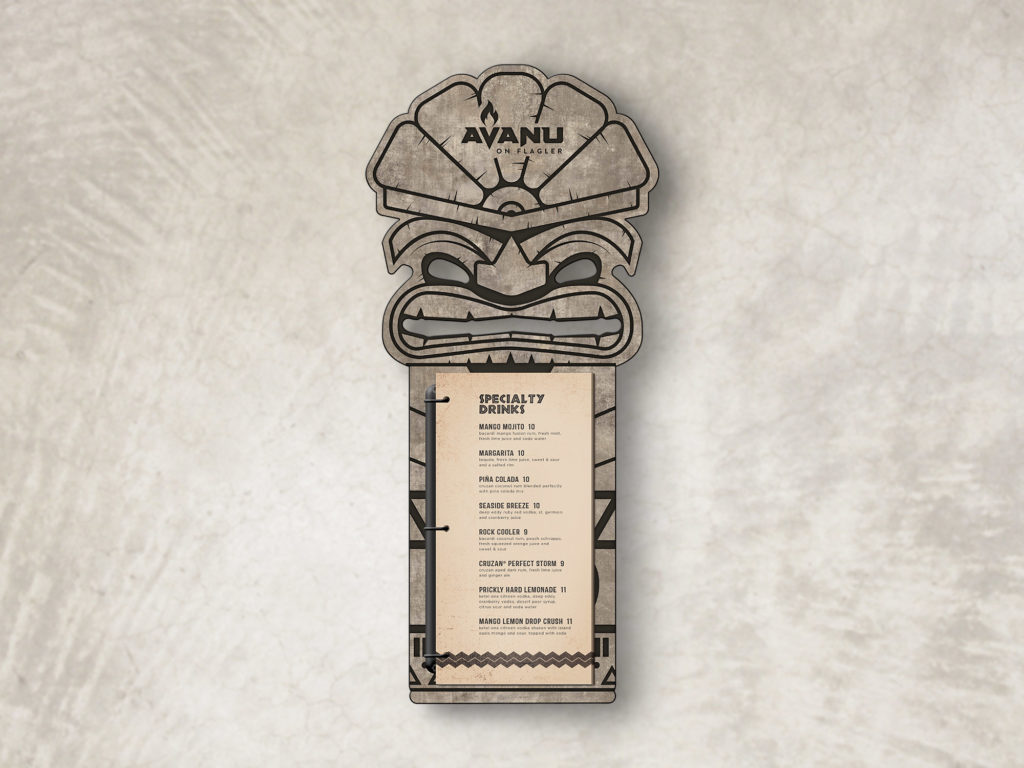 Tiki rockboard menu with binder