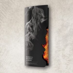 A folded menu with a diecut shape that looks like flames